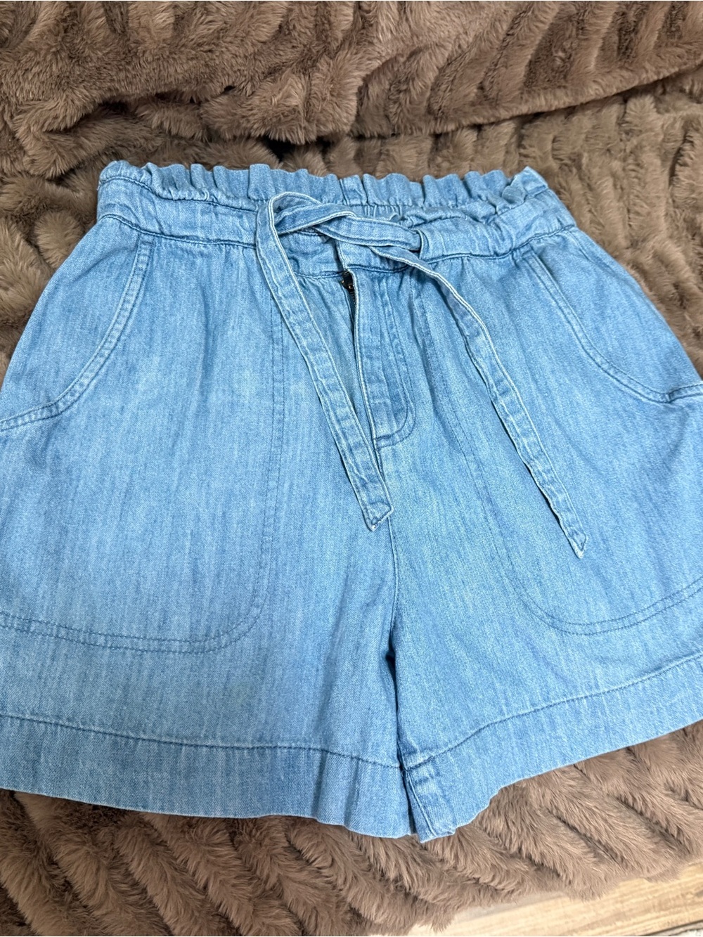 Old Navy Light Blue Denim Paperbag Waist Shorts